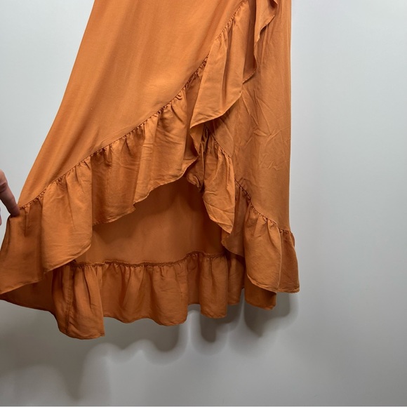 MAJE PARIS Burnt Orange Wrap Ruffle Dress - Picture 6 of 12